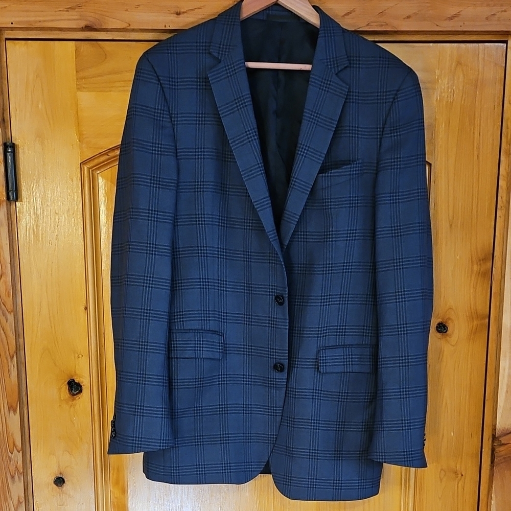Kenneth Cole 42XL Men's Blue Plaid Blazer